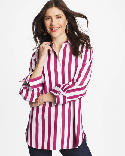 Chico's Trusted - No Iron™ Stretch Striped Shirt Gladiolus