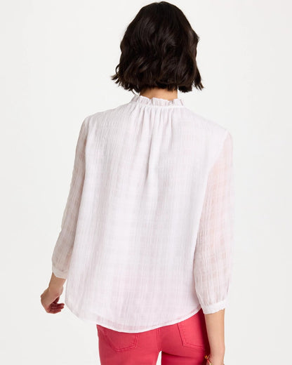 Chico's Essential - Cutwork Trim Chiffon Blouse Alabaster