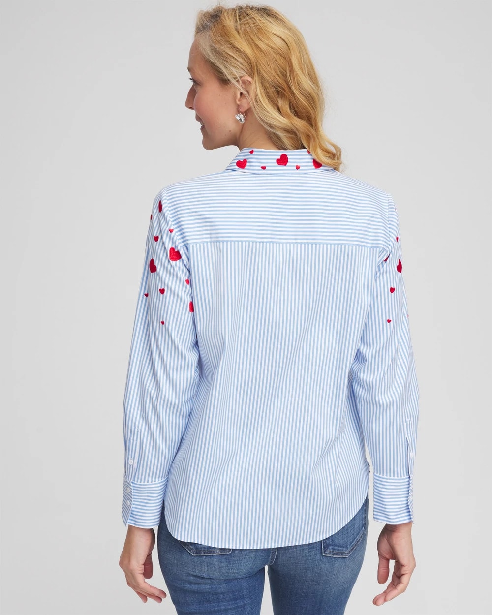 Chico's Smart Buy - V-Day Striped Poplin Shirt Tidal Blue