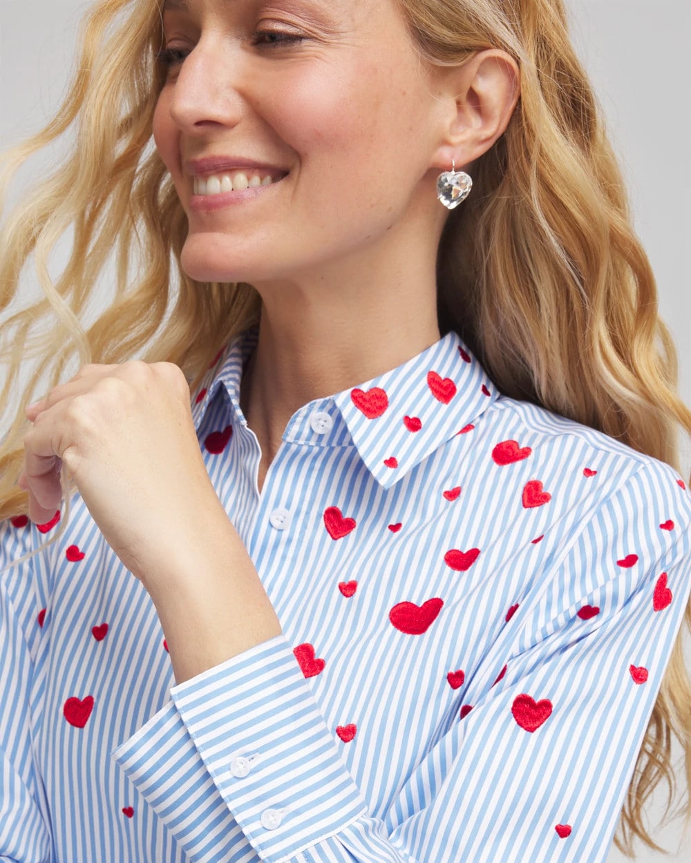 Chico's Smart Buy - V-Day Striped Poplin Shirt Tidal Blue