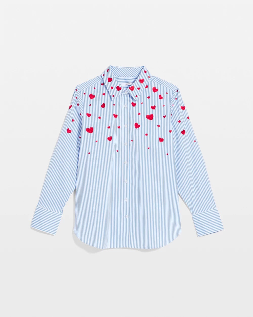 Chico's Smart Buy - V-Day Striped Poplin Shirt Tidal Blue