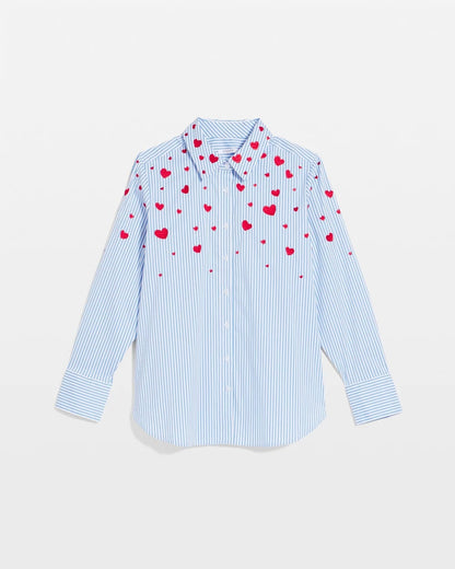 Chico's Smart Buy - V-Day Striped Poplin Shirt Tidal Blue