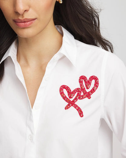 Chico's Top Pick - Crystal Heart Poplin Shirt Alabaster