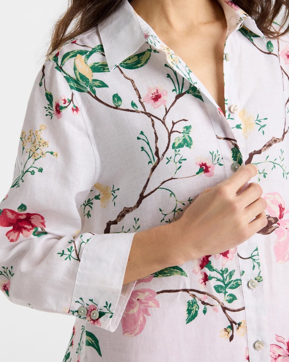 Chico's Smart Buy - No Iron™ Kyoto Bloom Linen Shirt Hot Honeysuckle