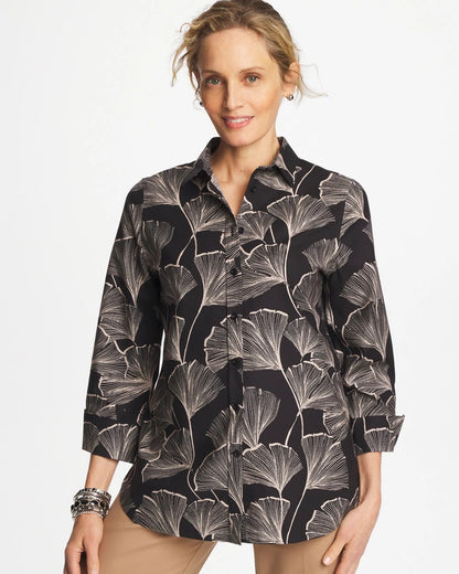 Chico's Value - No Iron™ Stretch Ginkgo Glory Shirt Black