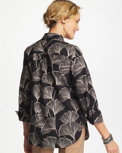 Chico's Value - No Iron™ Stretch Ginkgo Glory Shirt Black