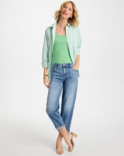 Chico's Classic - No Iron™ Striped Stretch Shirt Peppermint Green