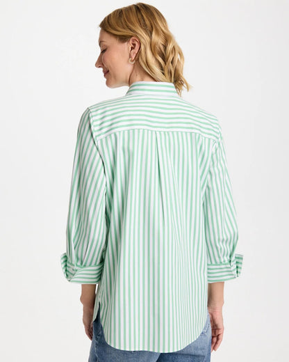 Chico's Classic - No Iron™ Striped Stretch Shirt Peppermint Green