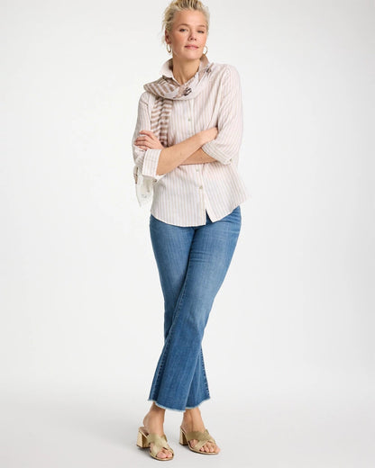Chico's Popular - No Iron™ Striped Linen Shirt Oatmeal