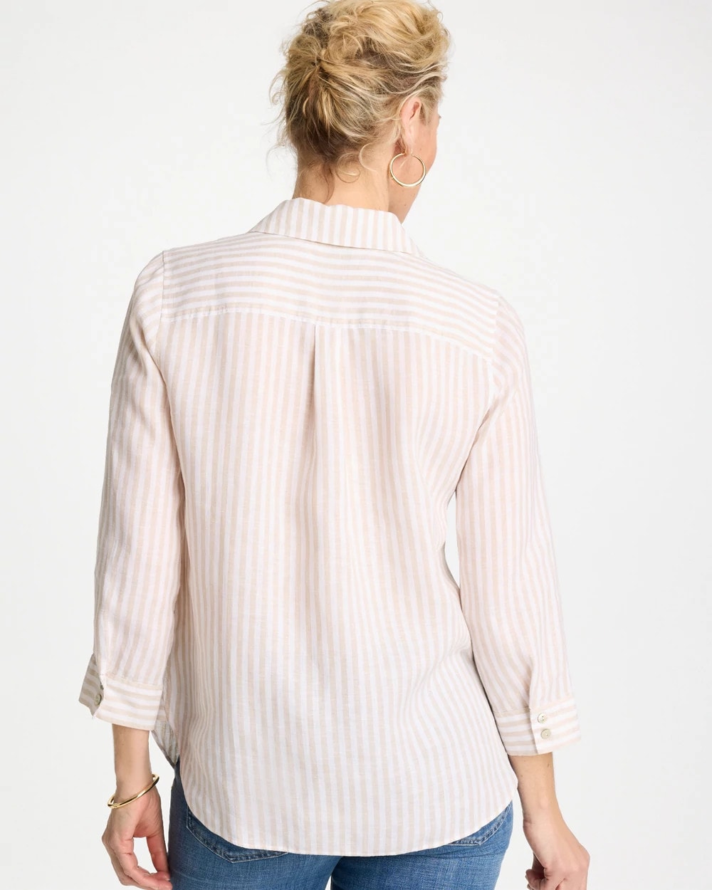 Chico's Popular - No Iron™ Striped Linen Shirt Oatmeal