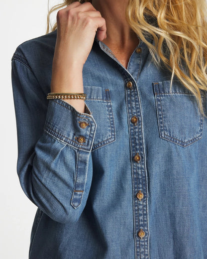Chico's Latest - Classic Collared Tencel Shirt Allegro Indigo