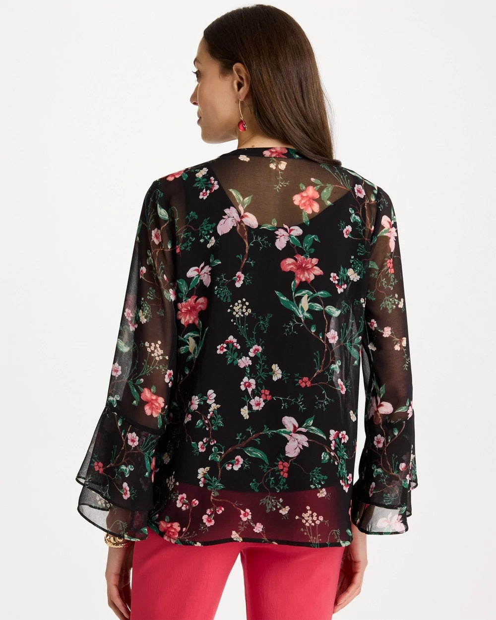 Chico's Best Price - Georgette Ruffled Cuff Blouse Black
