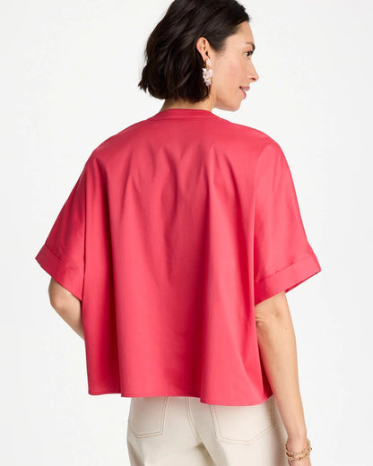Chico's Popular - Poplin Popover Dolman Top Hot Honeysuckle