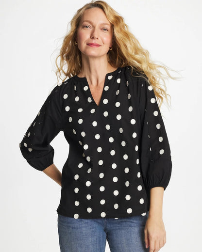 Chico's Deals - Textured Polka Dot Blouse Black