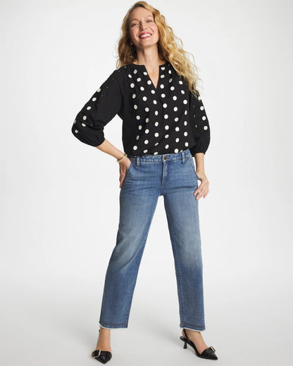Chico's Deals - Textured Polka Dot Blouse Black