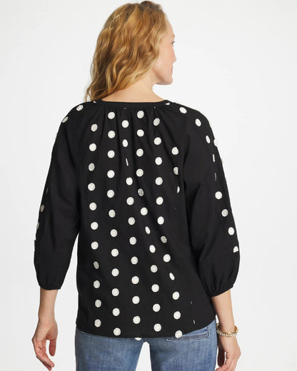 Chico's Deals - Textured Polka Dot Blouse Black
