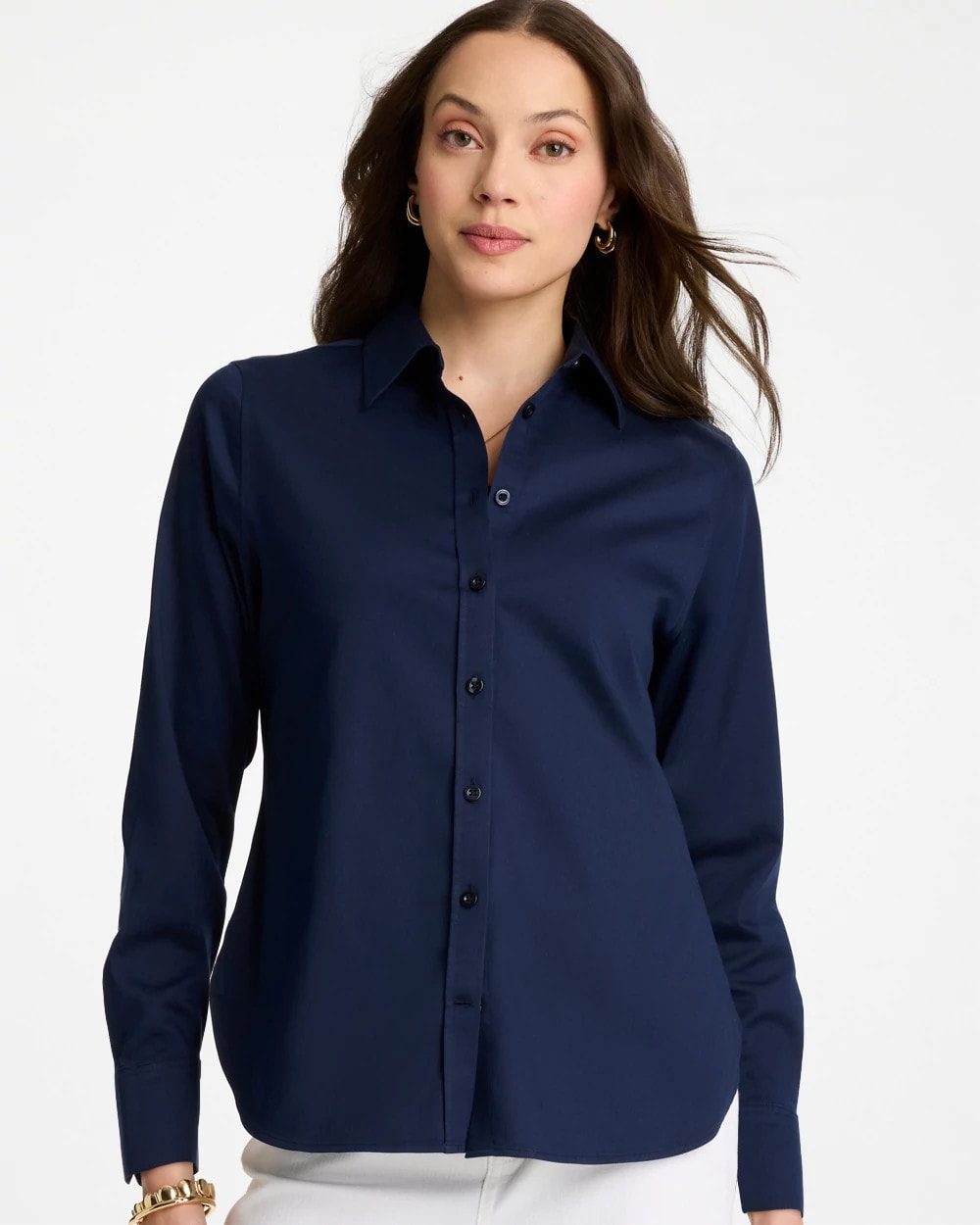 Chico's Essential - No Iron™ Stretch Shirt Classic Navy