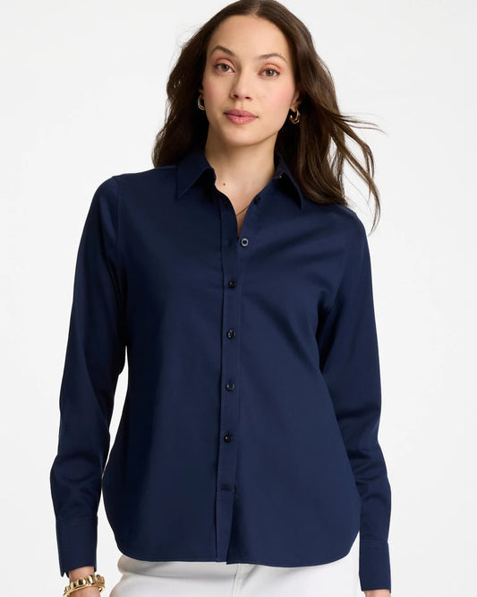 Chico's Essential - No Iron™ Stretch Shirt Classic Navy
