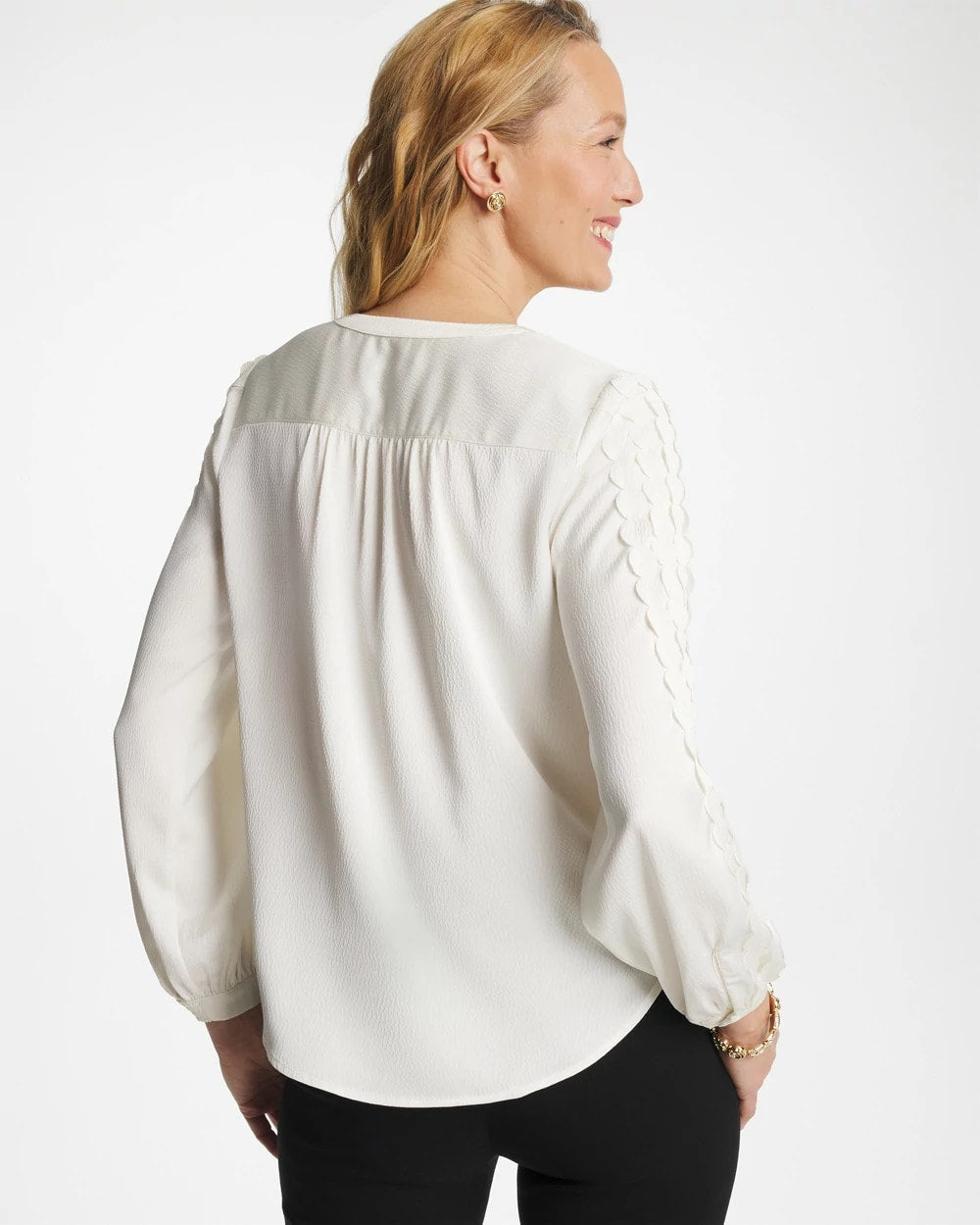 Chico's Classic - Laser Cut Crinkle Blouse Ecru