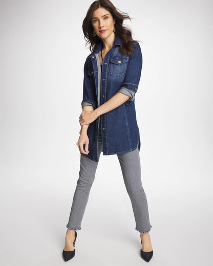 Chico's New - Button Down Denim Topper Rome Indigo