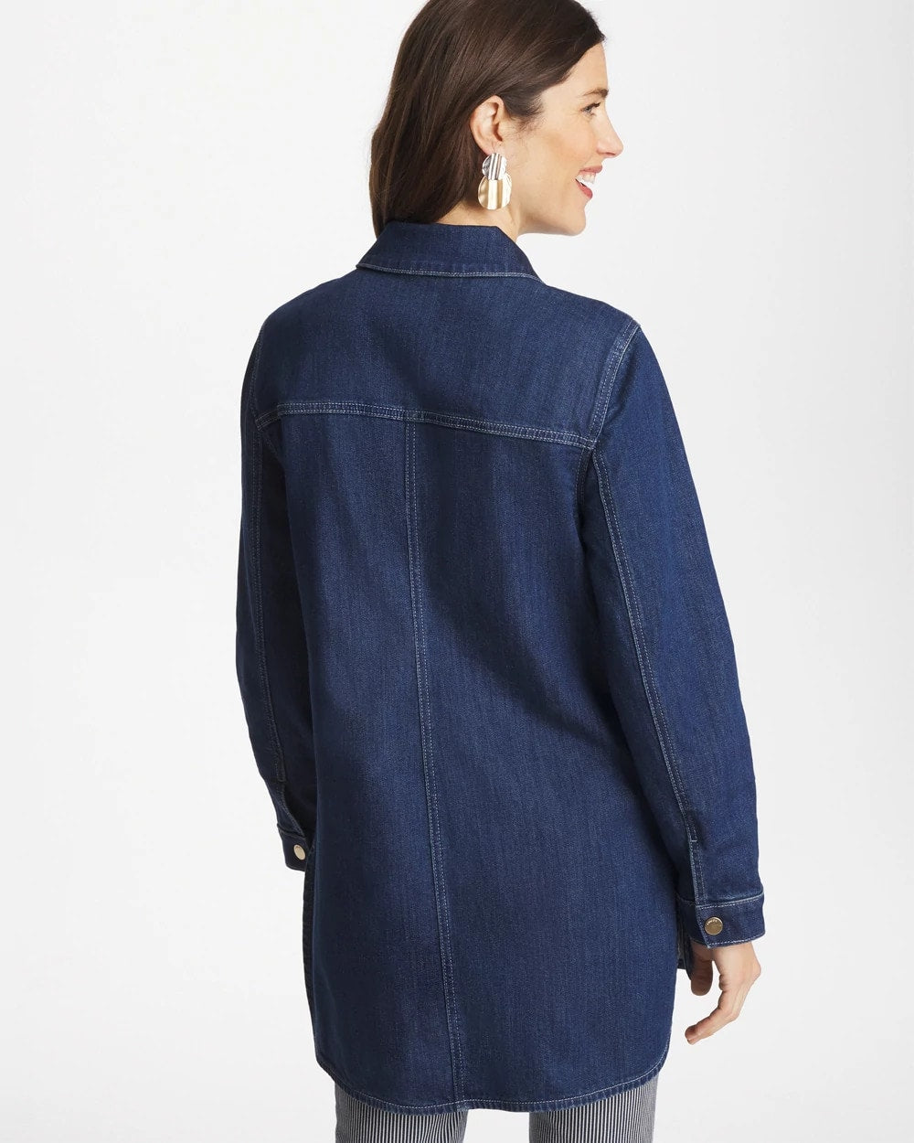 Chico's New - Button Down Denim Topper Rome Indigo