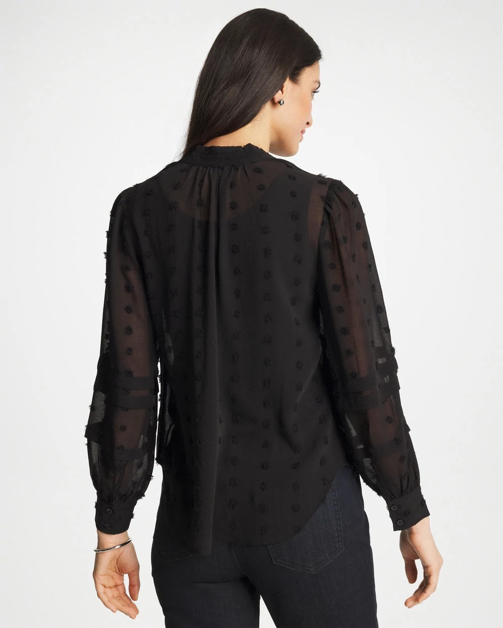 Chico's Essential - 3D Dot Jacquard Chiffon Blouse Black