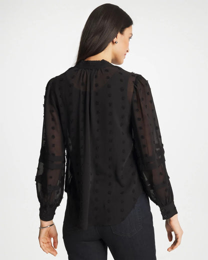 Chico's Essential - 3D Dot Jacquard Chiffon Blouse Black