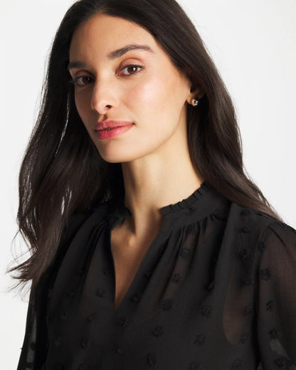 Chico's Essential - 3D Dot Jacquard Chiffon Blouse Black