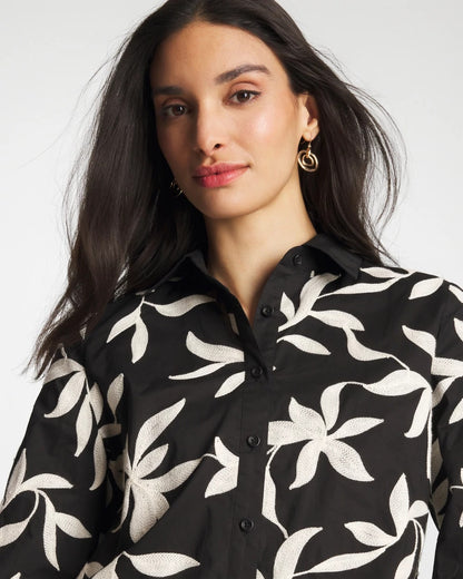 Chico's Popular - Embroidered Cropped Collared Shirt Black