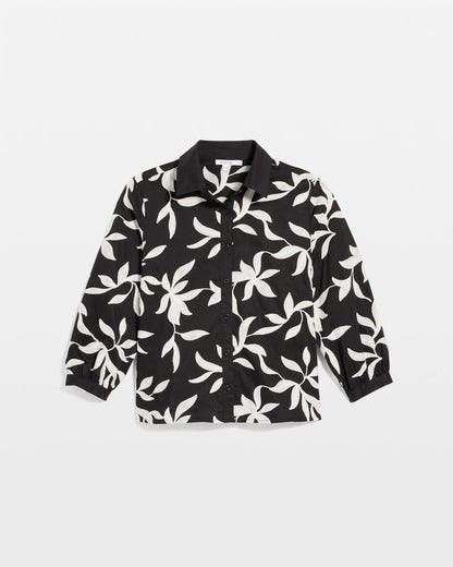 Chico's Popular - Embroidered Cropped Collared Shirt Black
