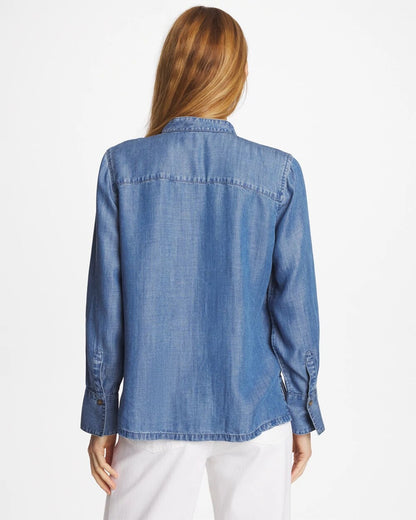 Chico's Top Pick - Tencel Ruffle Front Shirt Bailey Indigo