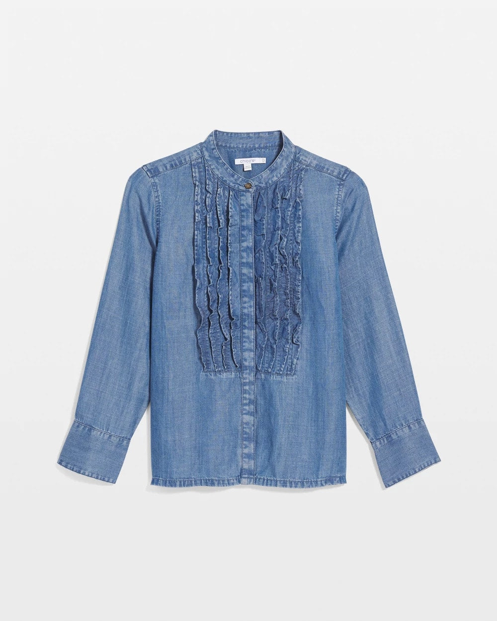 Chico's Top Pick - Tencel Ruffle Front Shirt Bailey Indigo
