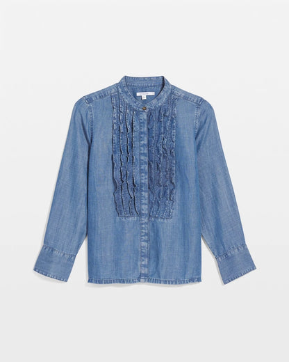 Chico's Top Pick - Tencel Ruffle Front Shirt Bailey Indigo