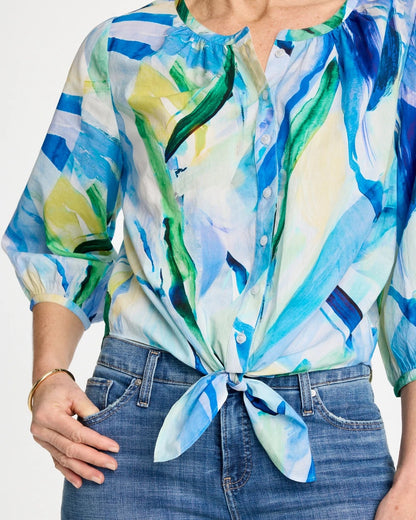 Chico's Great Value - Printed Tie-Front Top Amparo Blue