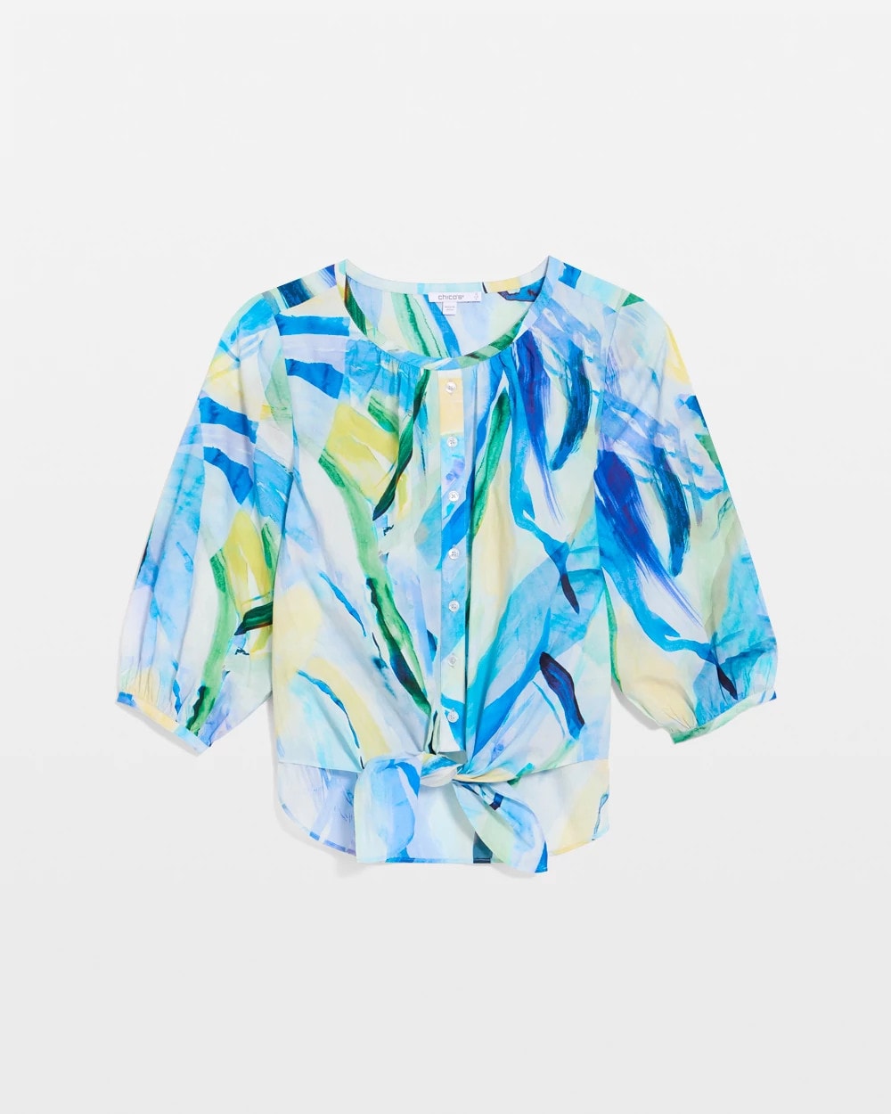 Chico's Great Value - Printed Tie-Front Top Amparo Blue