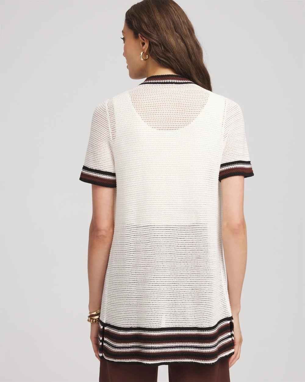 Chico's Hot Sale - Pointelle High-Style Short-Sleeve Cardigan Ecru