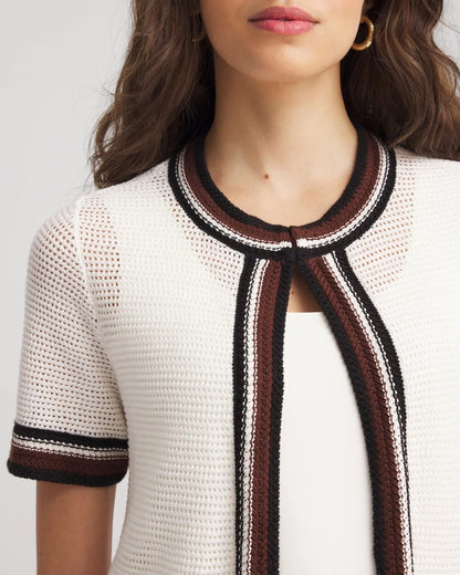 Chico's Hot Sale - Pointelle High-Style Short-Sleeve Cardigan Ecru