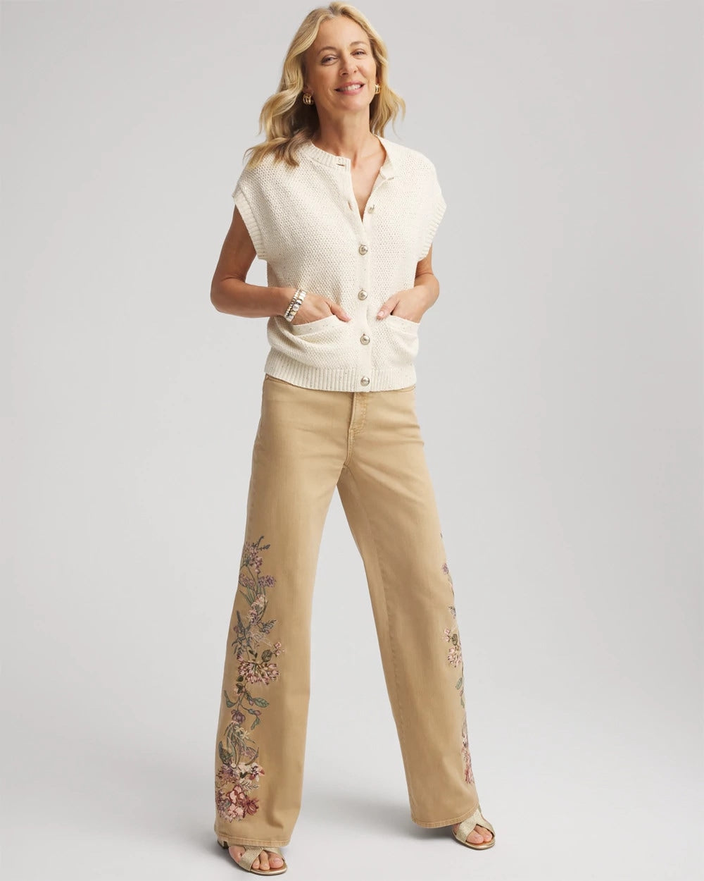 Chico's Essential - Button-Up Sweater Vest Gold