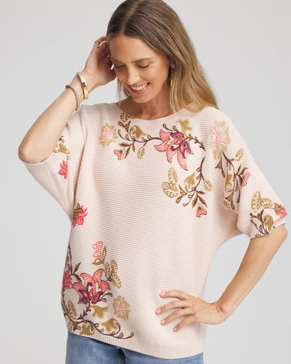 Chico's Special Offer - Ribbed Combed Cotton Sweater Multi