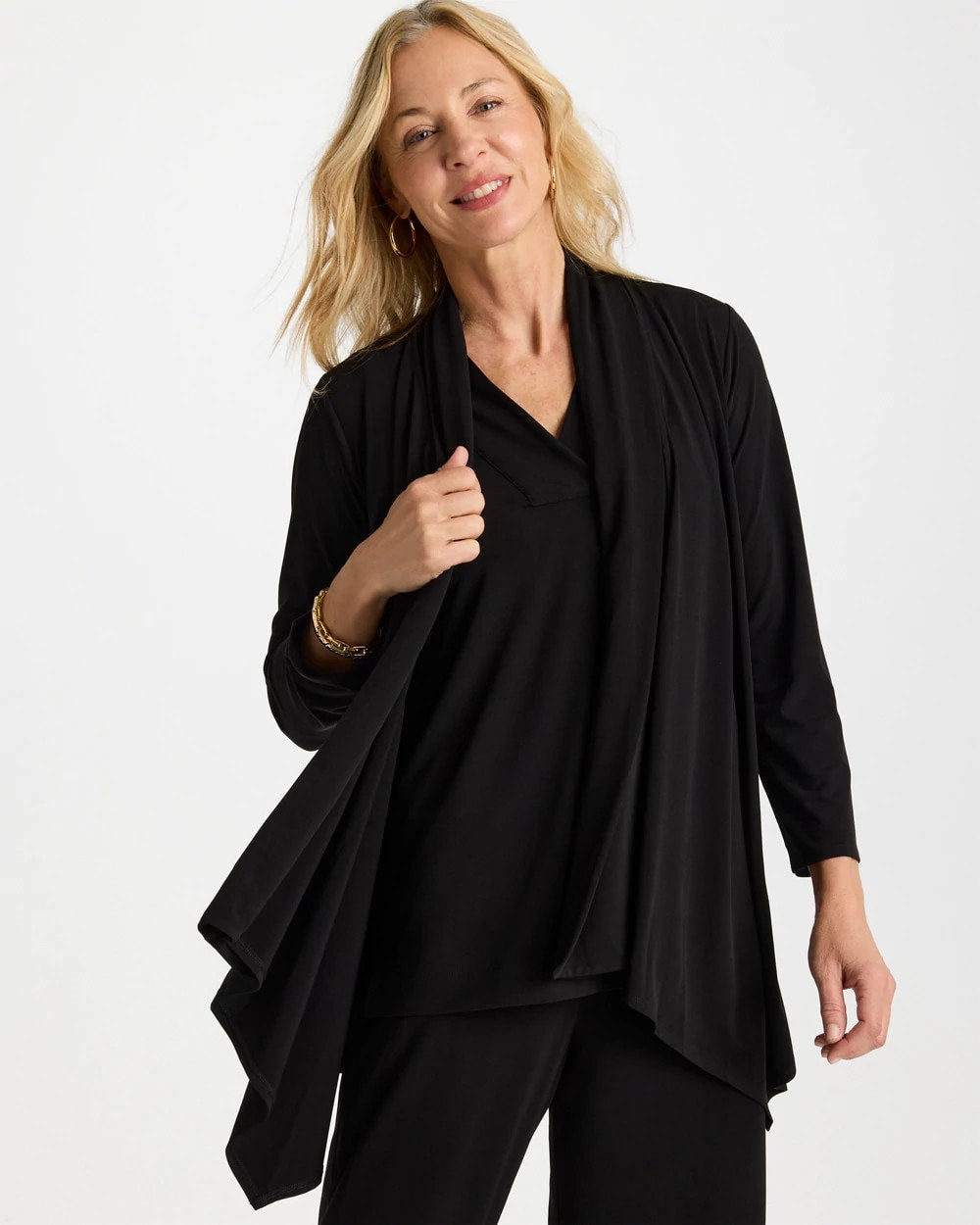 Chico's Popular - Travelers™ Knit Drape Cardigan Black