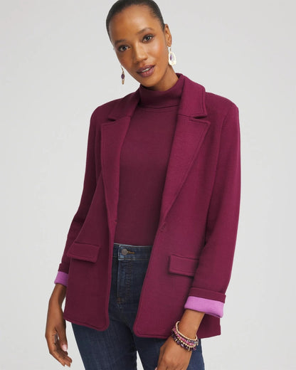 Chico's Hot Sale - Single-Breasted Sweater Blazer Deep Chianti