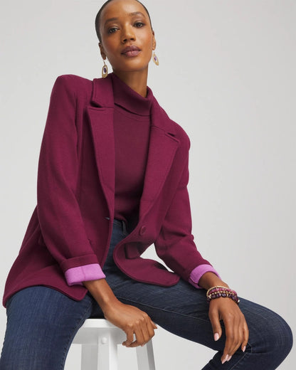 Chico's Hot Sale - Single-Breasted Sweater Blazer Deep Chianti