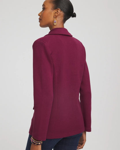 Chico's Hot Sale - Single-Breasted Sweater Blazer Deep Chianti