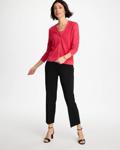 Chico's Recommended - Stitchy V-Neck Cardigan Hot Honeysuckle