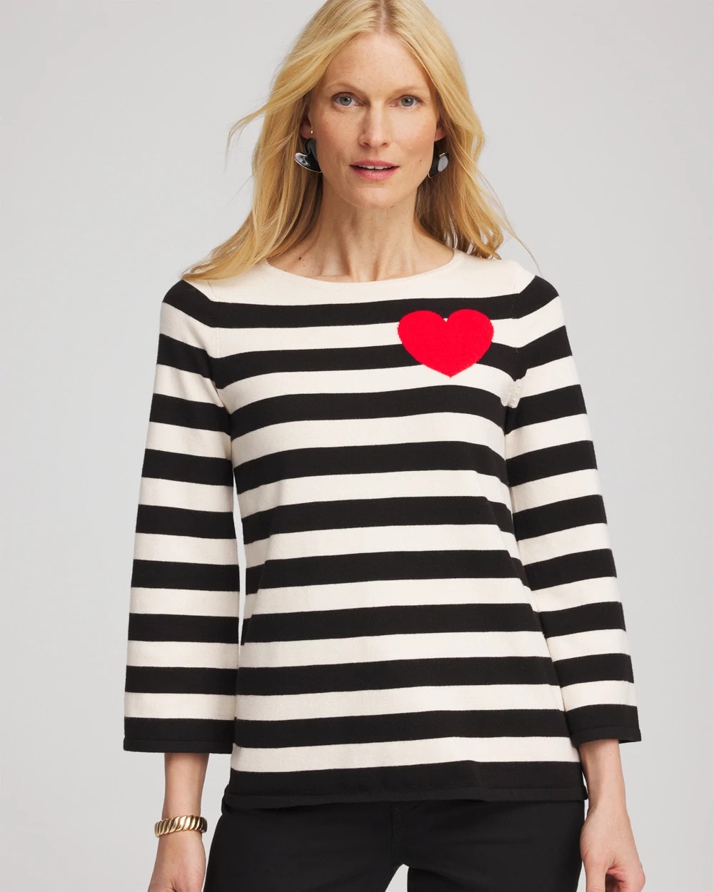 Chico's Value - Striped V-Day Pullover English Cream