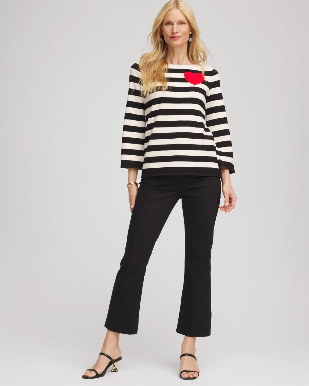 Chico's Value - Striped V-Day Pullover English Cream