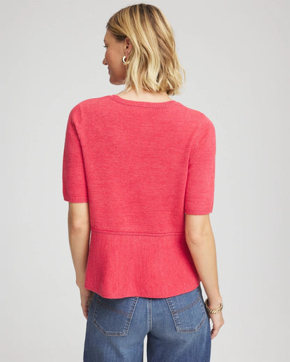 Chico's Quality - Pullover Peplum Sweater Folkloric Red
