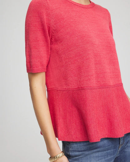 Chico's Quality - Pullover Peplum Sweater Folkloric Red