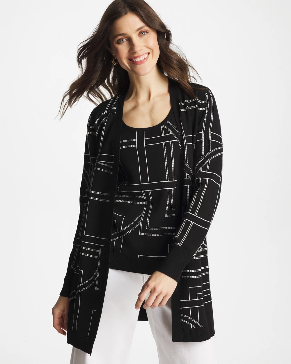 Chico's Customer Favorite - Ella Graphic Cardigan Black