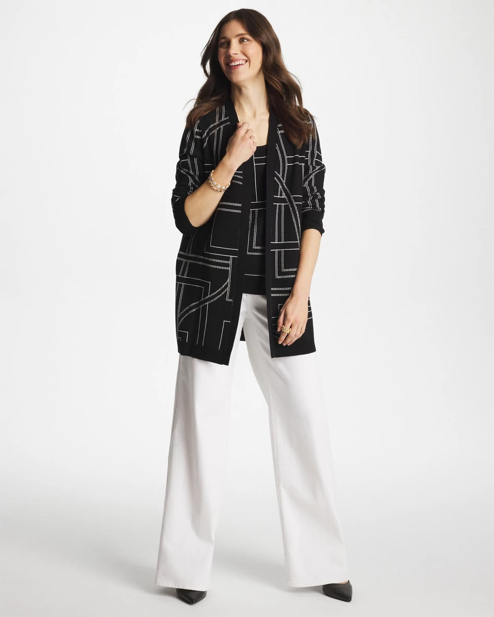 Chico's Customer Favorite - Ella Graphic Cardigan Black
